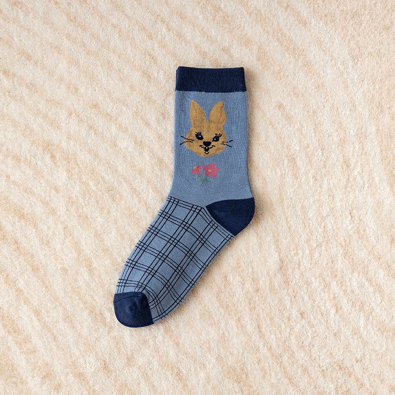 Chaussettes vintage brodées lapin (5 paires) - image 11