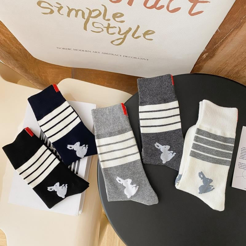 Chaussettes à quatre rayures lapin (5 paires) - Multicolore - EU36-42(US3-8.5) - image 12
