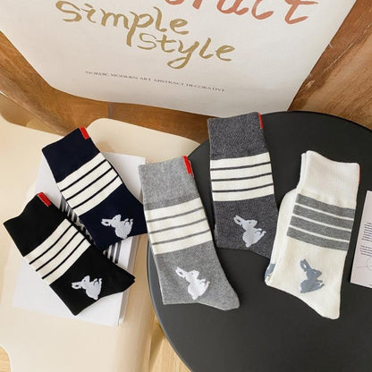 Chaussettes à quatre rayures lapin (5 paires) - Multicolore - EU36-42(US3-8.5) - image 12