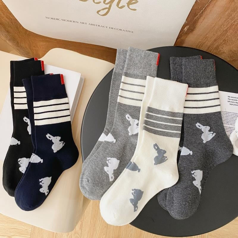 Chaussettes à quatre rayures lapin (5 paires) - image 13
