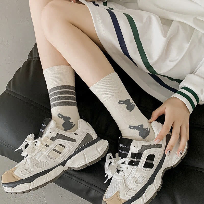 Chaussettes à quatre rayures lapin (5 paires) - image 6