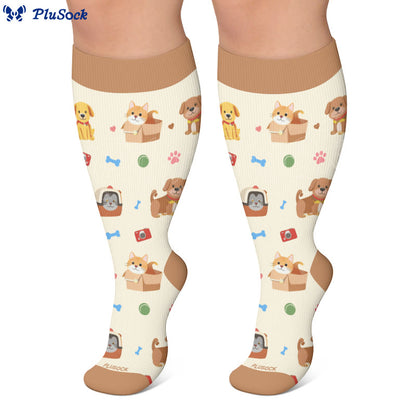 Chaussettes de compression grandes tailles à motifs d'animaux mignons - image 4