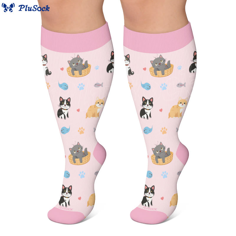 Chaussettes de compression grandes tailles à motifs d'animaux mignons - image 3