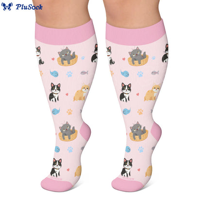 Chaussettes de compression grandes tailles à motifs d'animaux mignons - image 3