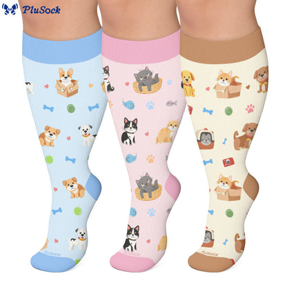 Chaussettes de compression grandes tailles à motifs d'animaux mignons - image 0