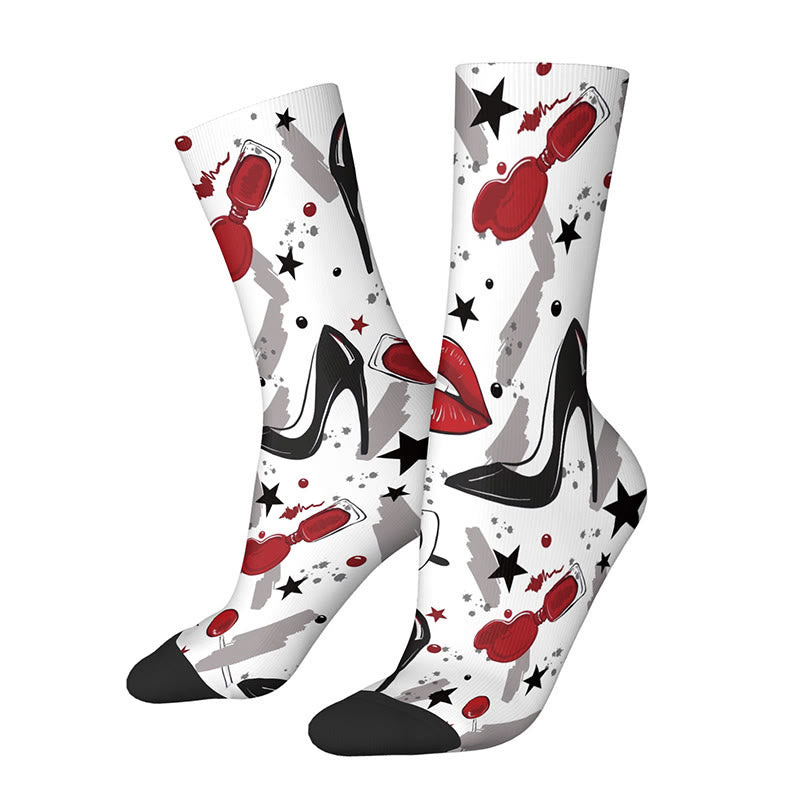 Chaussettes 3D à motif lèvres et nœud papillon, en dollars américains (3 paires) - B - EU36-42(US3-8.5) - image 4
