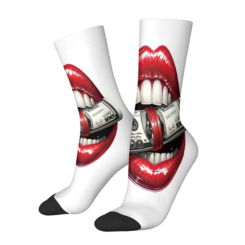Chaussettes 3D à motif lèvres et nœud papillon, en dollars américains (3 paires) - F - EU36-42(US3-8.5) - image 8