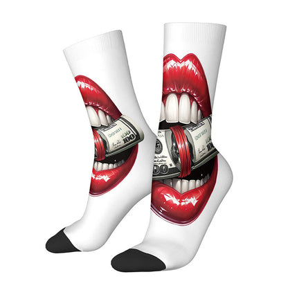 Chaussettes 3D à motif lèvres et nœud papillon, en dollars américains (3 paires) - F - EU36-42(US3-8.5) - image 8