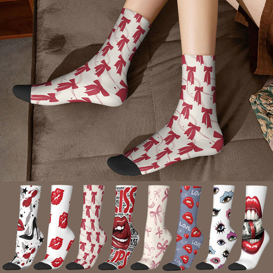 Chaussettes 3D à motif lèvres et nœud papillon, en dollars américains (3 paires) - image 0