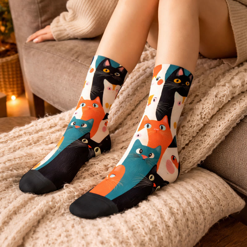 Chaussettes courtes 3D Chats (3 paires) - image 1
