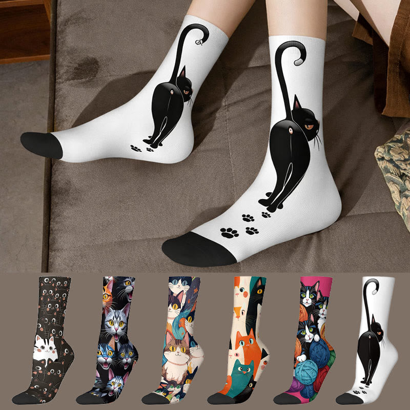 Chaussettes courtes 3D Chats (3 paires) - image 0
