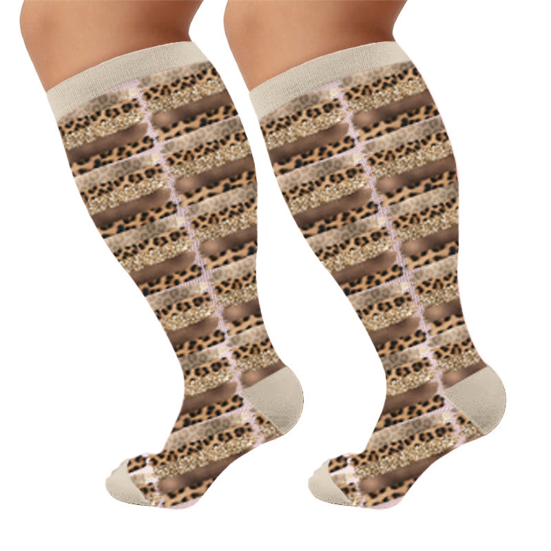 Chaussettes de compression texturées grandes tailles - Imprimé léopard (1 paire) - 4XL - image 7
