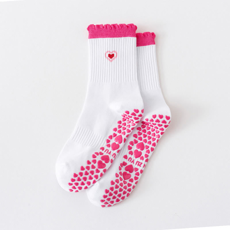Chaussettes de yoga à nœud en forme de cœur et d'avocat (4 paires) - Rose - EU36-40(US3-7) - image 7
