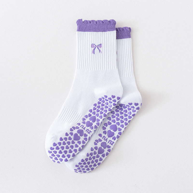 Chaussettes antidérapantes à nœud en forme de cœur et d'avocat (4 paires) - Violet - EU36-40(US3-7) - image 6