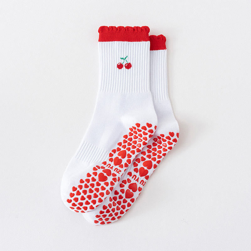 Chaussettes de yoga à nœud en forme de cœur et d'avocat (4 paires) - Rouge - EU36-40(US3-7) - image 5