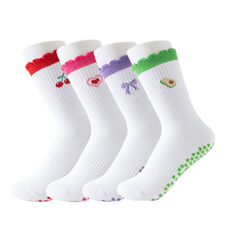 Chaussettes de yoga à nœud en forme de cœur et d'avocat (4 paires) - Multicolore - EU36-40(US3-7) - image 0
