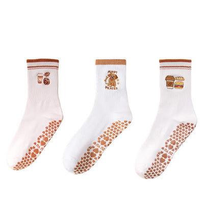 Chaussettes de yoga Plusoc Puppy Coffee (3 paires) - Multicolore - EU36-40(US3-7) - image 0