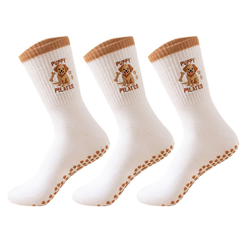 Chaussettes de yoga Plusoc Puppy Coffee (3 paires) - image 7