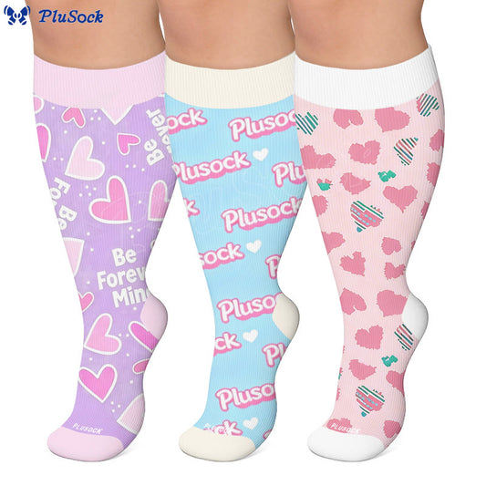 Chaussettes de compression grande taille de la série Cœur ludique - image 0