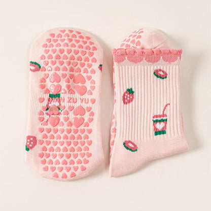 Chaussettes antidérapantes à motifs de fraises (2 paires) - Rose - EU36-40(US3-7) - image 5