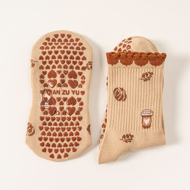 Chaussettes de yoga Plusoc Fraises Tasses à café (2 paires) - Kaki - EU36-40(US3-7) - image 6