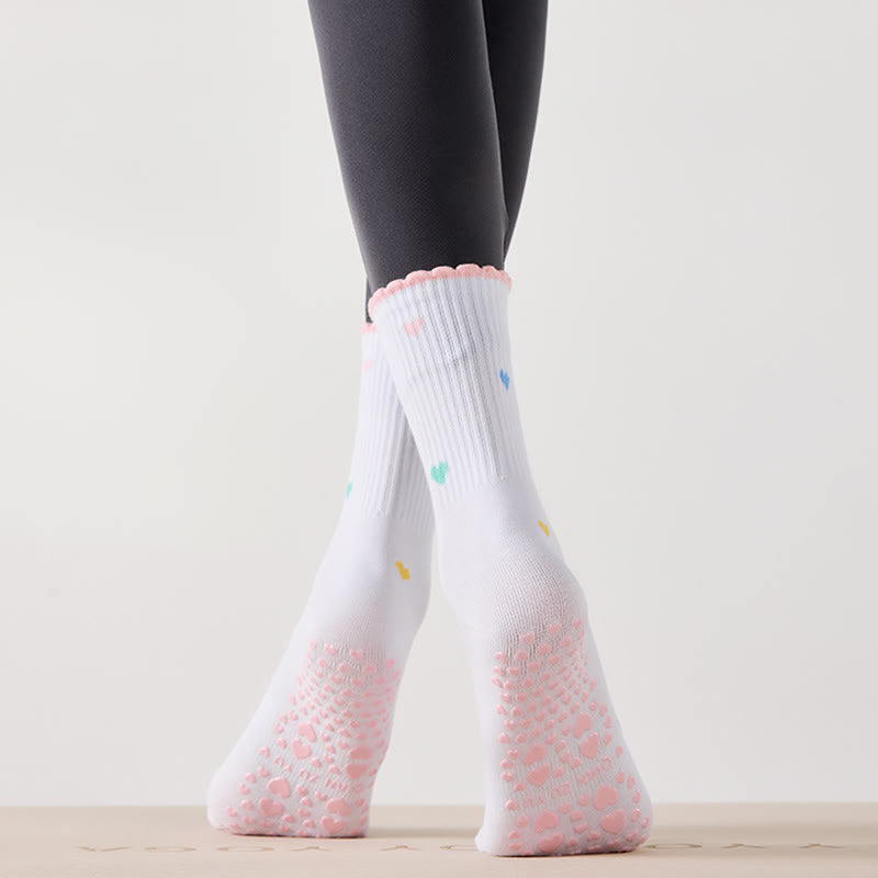 Chaussettes antidérapantes à motif de cœur et de fleurs de cerisier (4 paires) - image 7