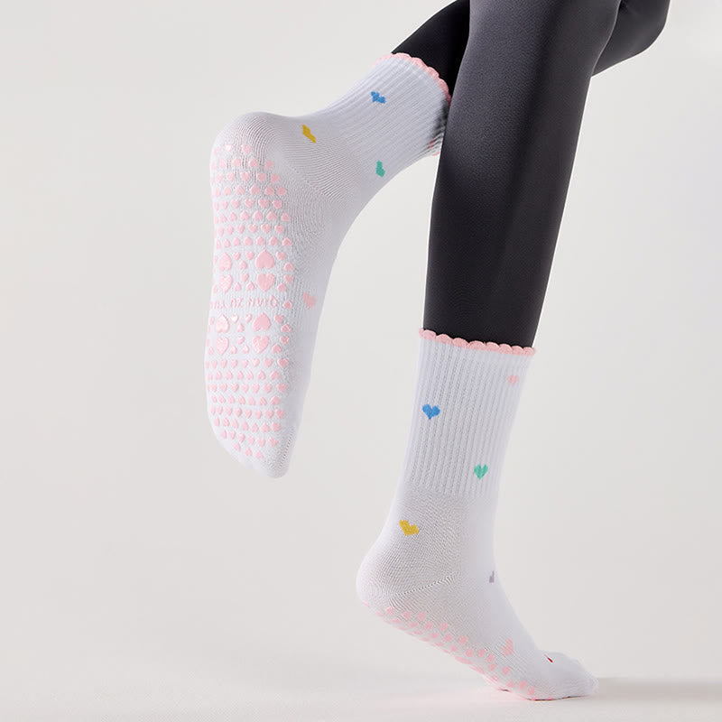 Chaussettes antidérapantes à motif de cœur et de fleurs de cerisier (4 paires) - image 4