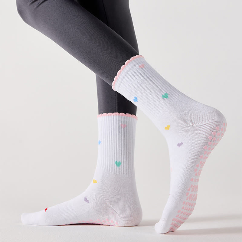 Chaussettes antidérapantes à motif de cœur et de fleurs de cerisier (4 paires) - image 6