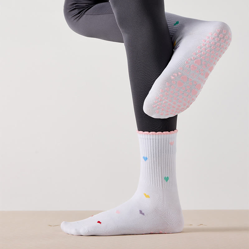 Chaussettes antidérapantes à motif de cœur et de fleurs de cerisier (4 paires) - image 3