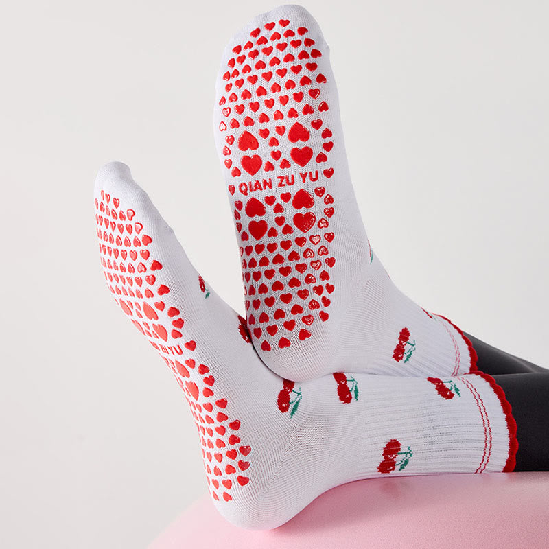 Chaussettes antidérapantes à motif de cœur et de fleurs de cerisier (4 paires) - image 5