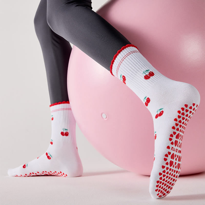 Chaussettes antidérapantes à motif de cœur et de fleurs de cerisier (4 paires) - image 8