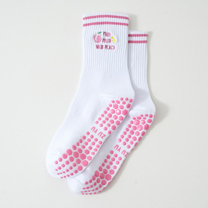 Chaussettes antidérapantes pêche rose (3 paires) - image 1