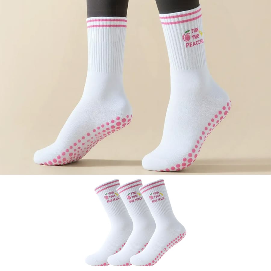 Chaussettes antidérapantes pêche rose (3 paires) - image 0