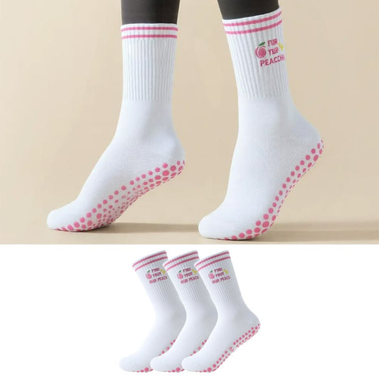 Chaussettes de yoga rose pêche (3 paires) - image 0