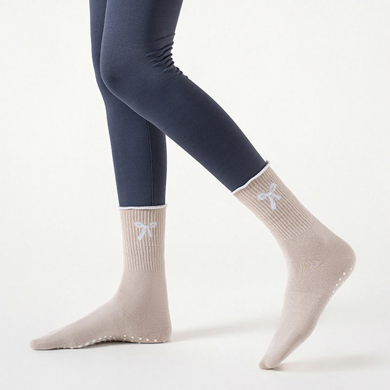 Chaussettes antidérapantes à broderie nœud délicate (4 paires) - image 8