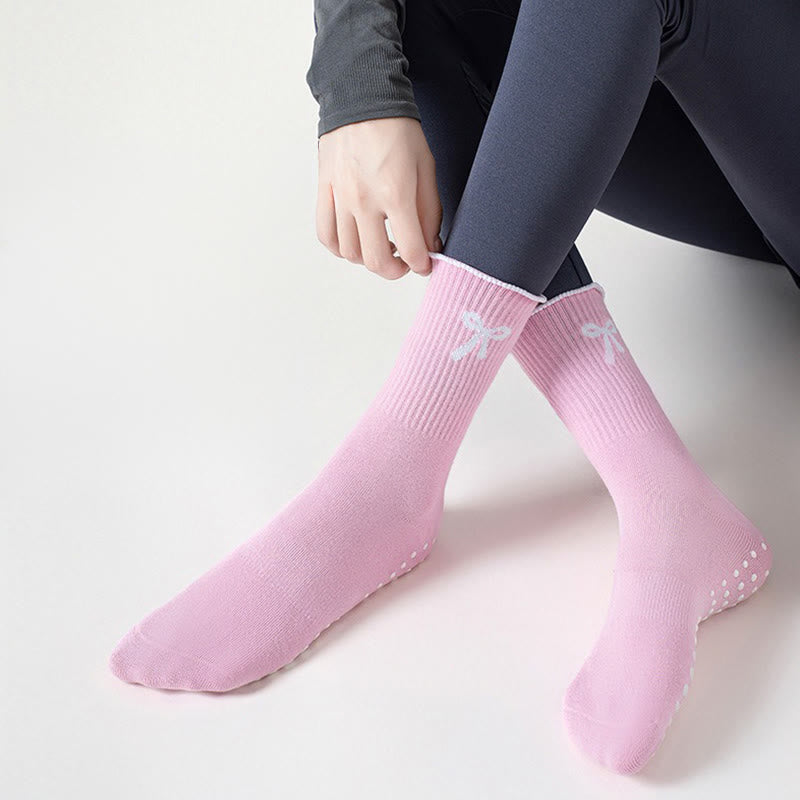 Chaussettes antidérapantes à broderie nœud délicate (4 paires) - image 2
