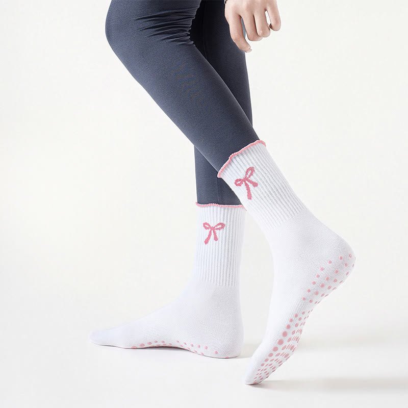 Chaussettes antidérapantes à broderie nœud délicate (4 paires) - image 5