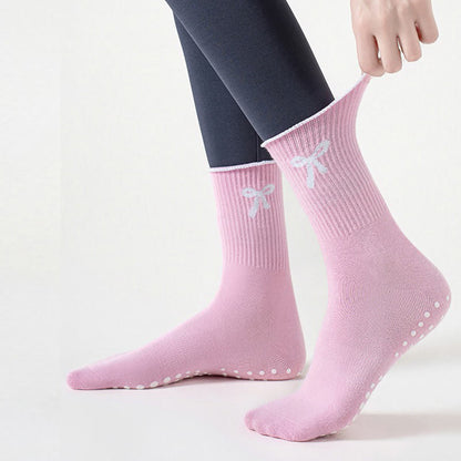 Chaussettes antidérapantes à broderie nœud délicate (4 paires) - image 1
