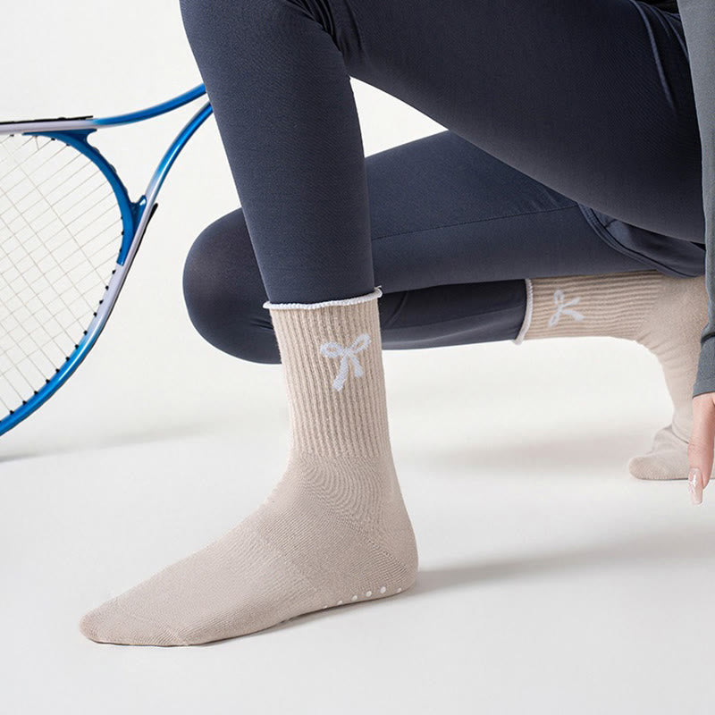 Chaussettes antidérapantes à broderie nœud délicate (4 paires) - image 9