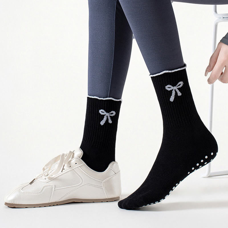 Chaussettes antidérapantes à broderie nœud délicate (4 paires) - image 6