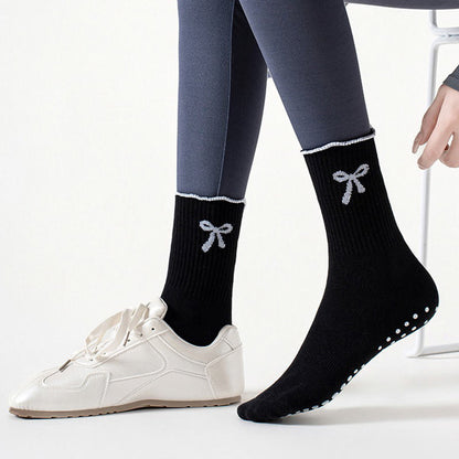 Chaussettes antidérapantes à broderie nœud délicate (4 paires) - image 6