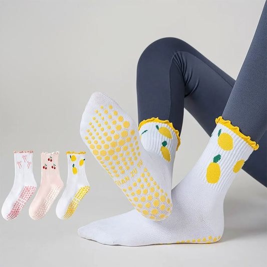 Chaussettes antidérapantes Cerise Citron (3 paires) - Multicolore - EU36-40(US3-7) - image 0