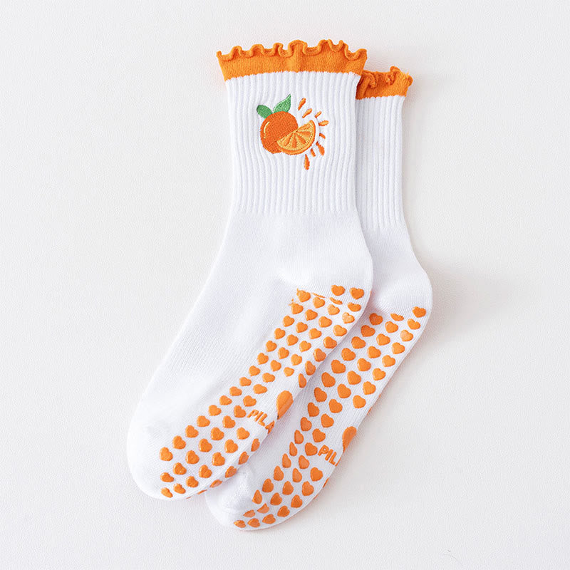 Chaussettes antidérapantes de la série Fruit (3 paires) - Orange - EU36-40(US3-7) - image 9