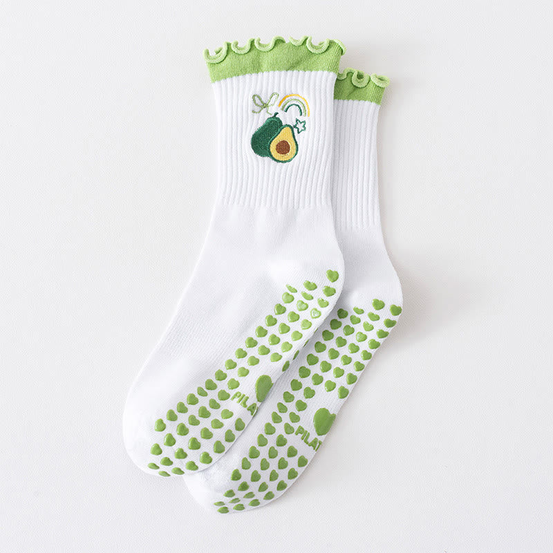 Chaussettes antidérapantes de la série Fruit (3 paires) - Vert - EU36-40(US3-7) - image 12