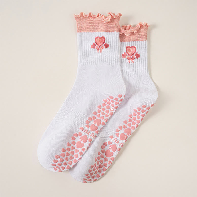 Chaussettes de yoga en forme de cœur, fraise et cerise (3 paires) - Cœur - EU36-40(US3-7) - image 15