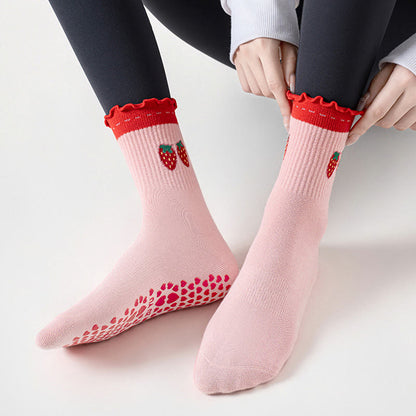 Chaussettes de yoga en forme de cœur, fraise et cerise (3 paires) - image 8