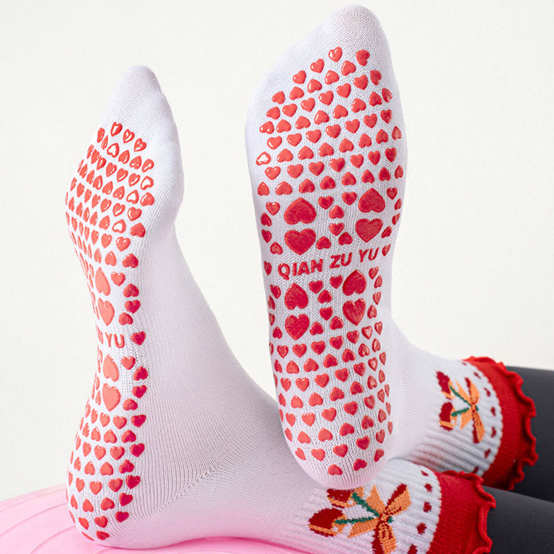 Chaussettes antidérapantes en forme de cœur, fraise et cerise (3 paires) - image 5