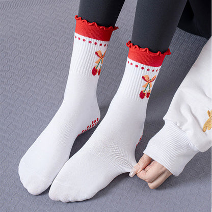 Chaussettes antidérapantes en forme de cœur, fraise et cerise (3 paires) - image 7