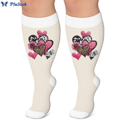 Chaussettes de compression grandes tailles à motif cœur et papillon - image 2