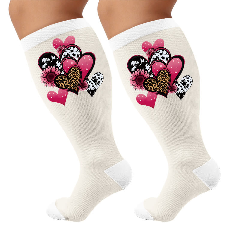 Chaussettes de compression grandes tailles à motif cœur et papillon - Cœur (1 paire) - 4XL - image 5